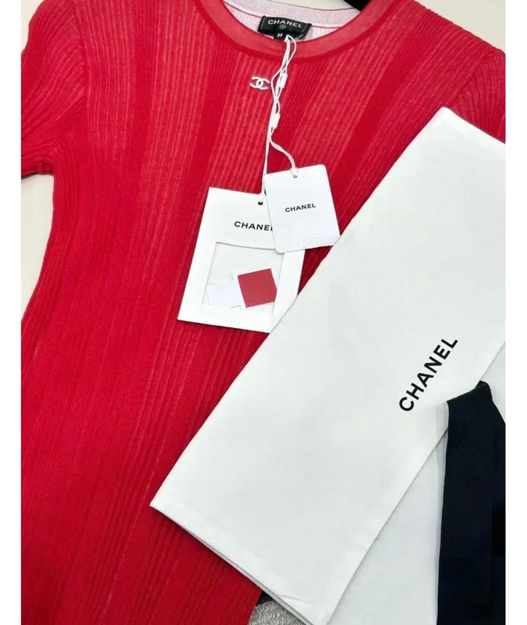 CHANEL Красная вискозная футболка, фото 2