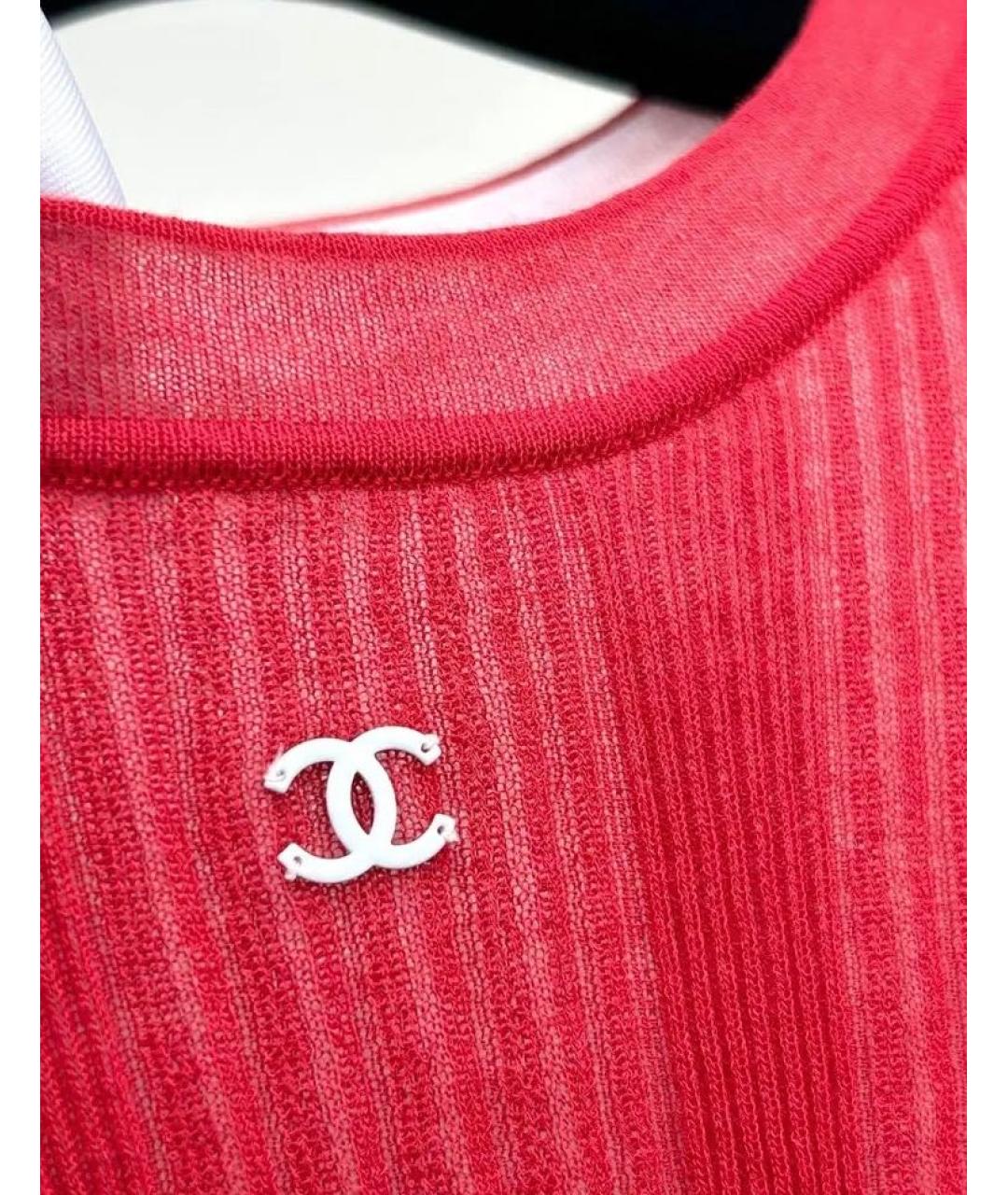 CHANEL Красная вискозная футболка, фото 4