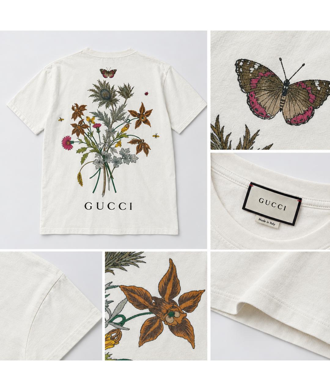 GUCCI Белая хлопковая футболка, фото 3