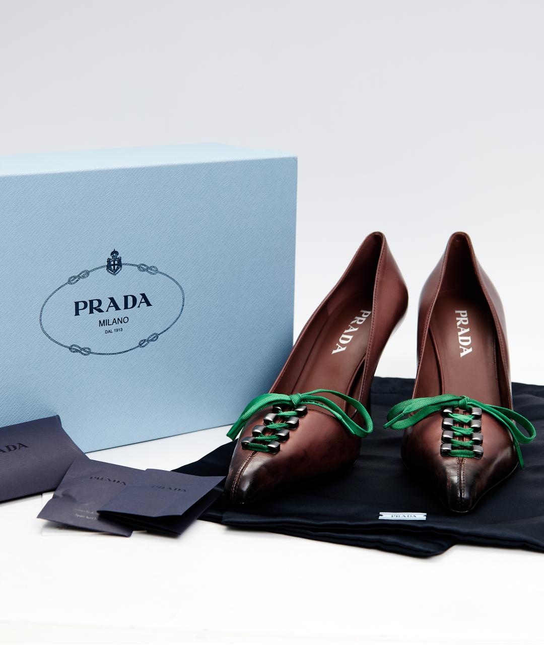 PRADA Коричневые кожаные туфли, фото 5