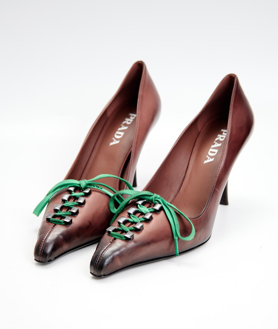 PRADA Коричневые кожаные туфли, фото 2