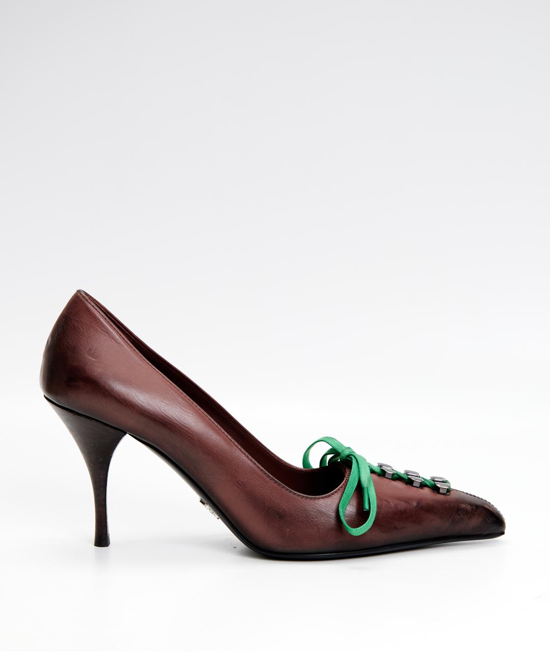 PRADA Коричневые кожаные туфли, фото 6