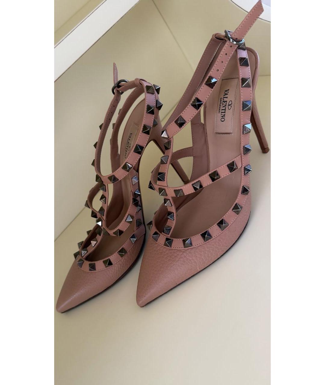 VALENTINO Бежевые кожаные босоножки, фото 5