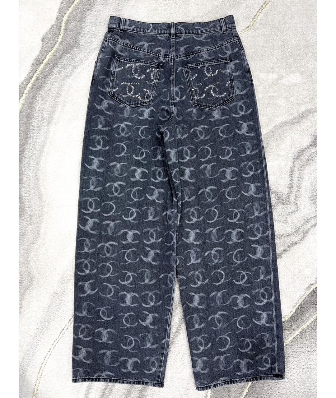 CHANEL Антрацитовые хлопковые прямые джинсы, фото 2