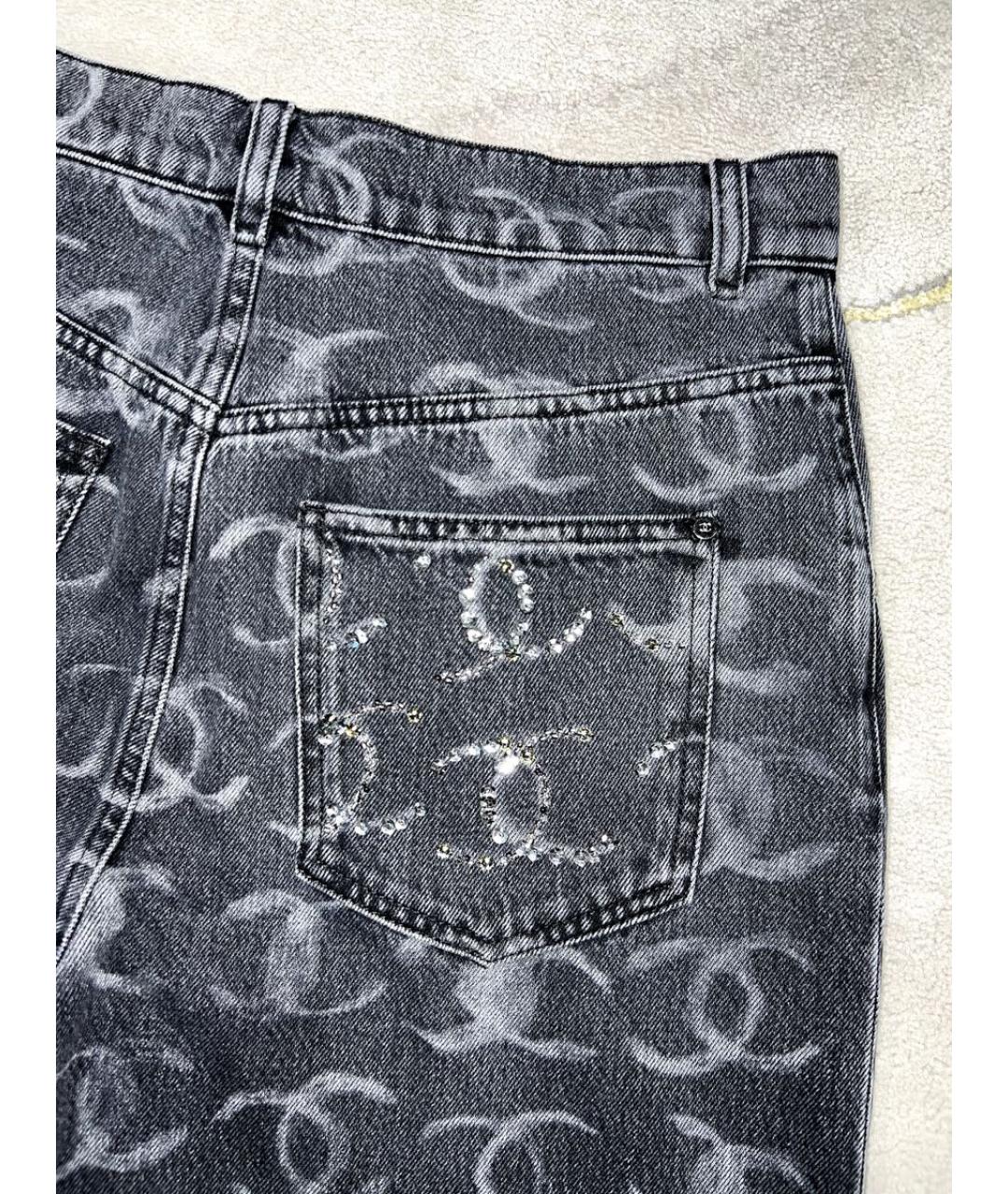 CHANEL Антрацитовые хлопковые прямые джинсы, фото 4