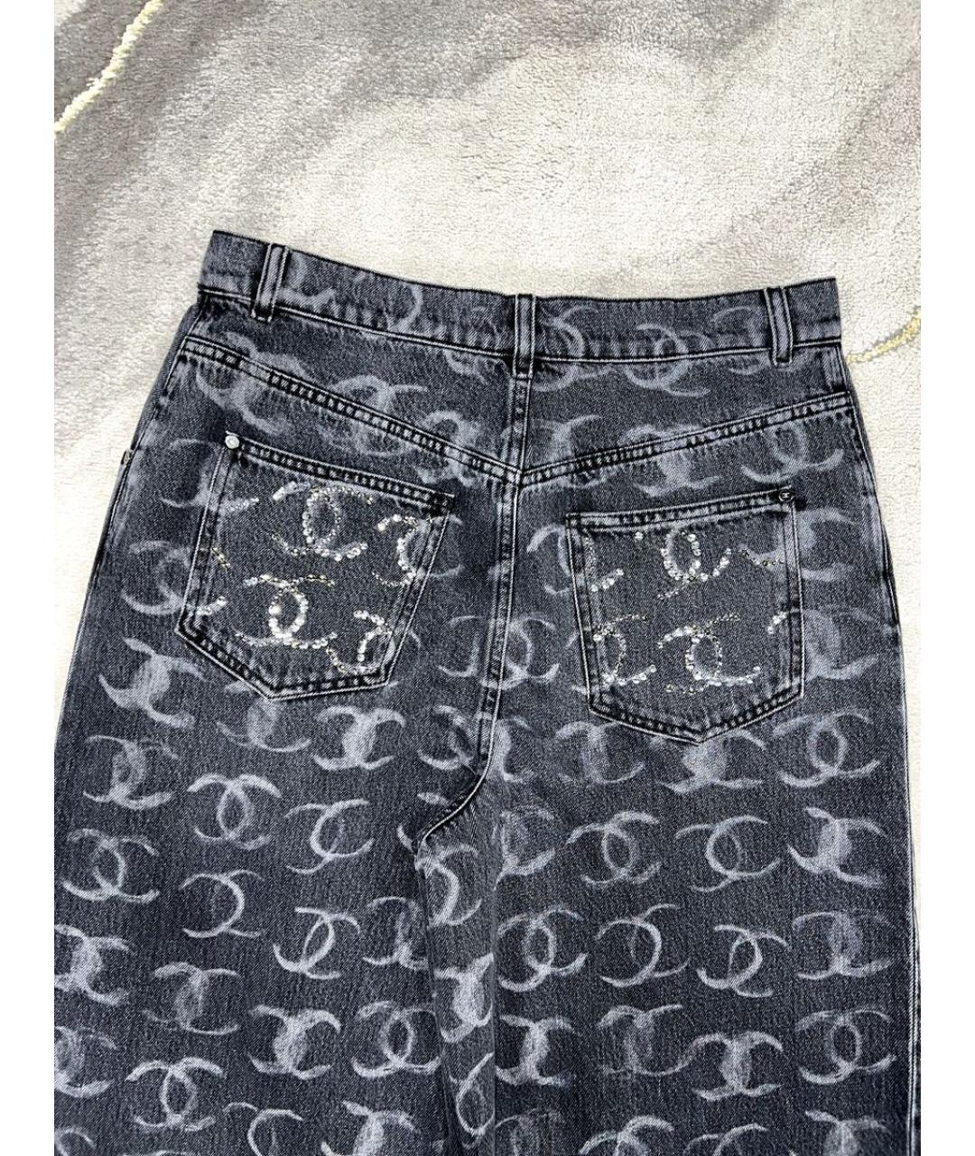 CHANEL Антрацитовые хлопковые прямые джинсы, фото 3