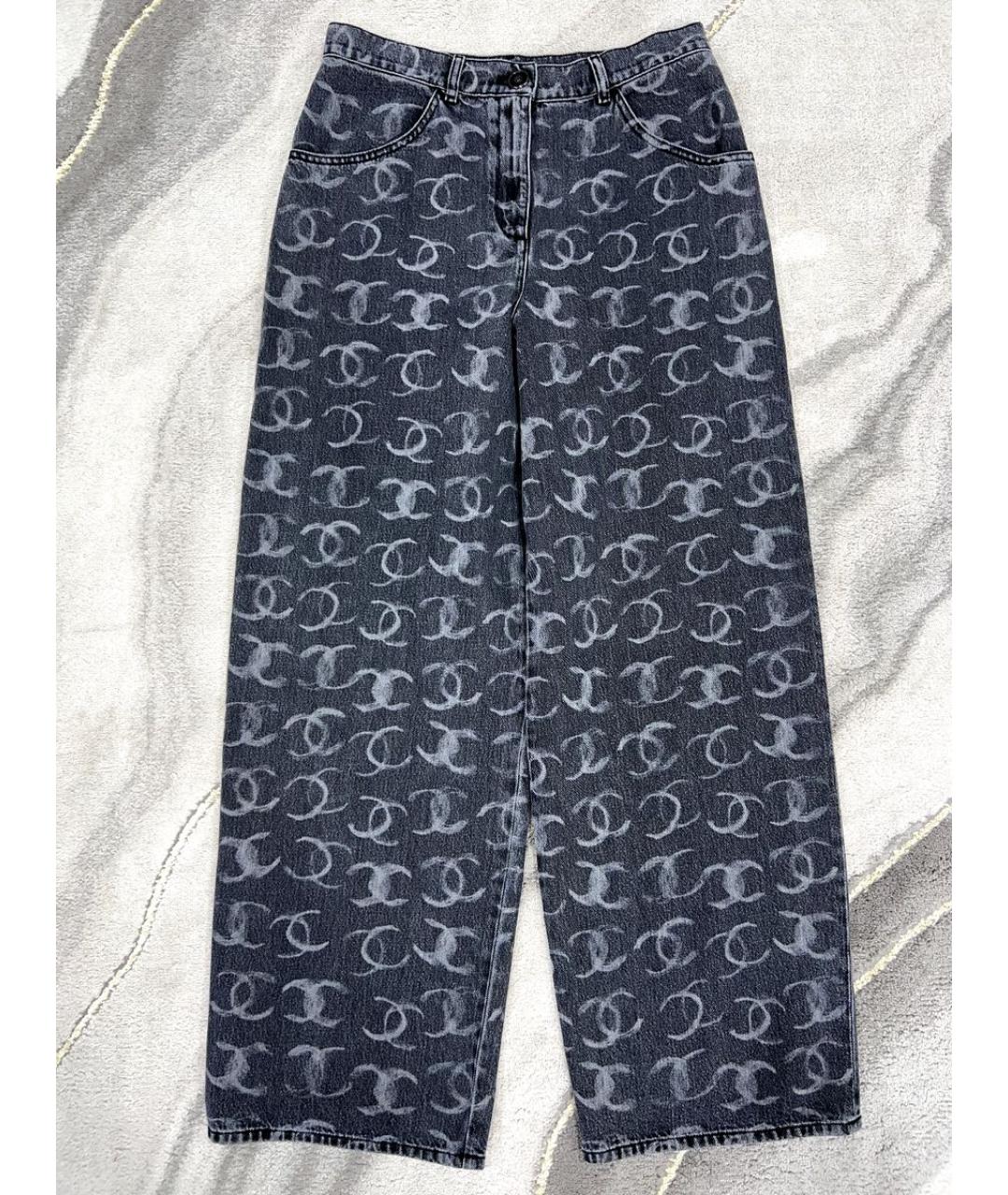 CHANEL Антрацитовые хлопковые прямые джинсы, фото 5