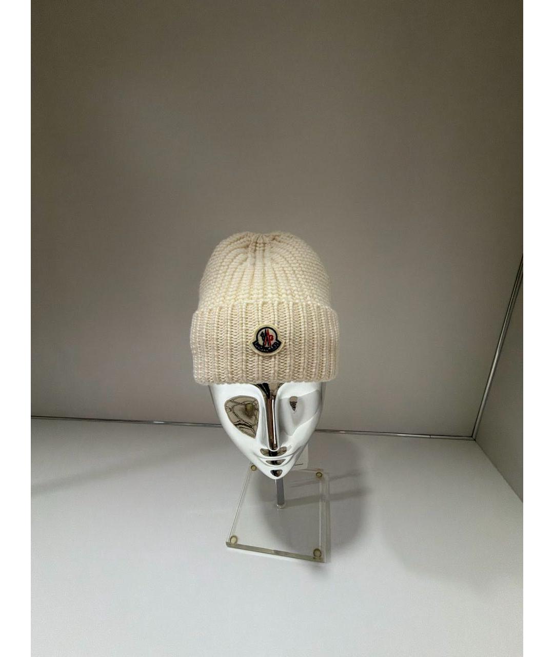 MONCLER Белая шерстяная шапка, фото 6