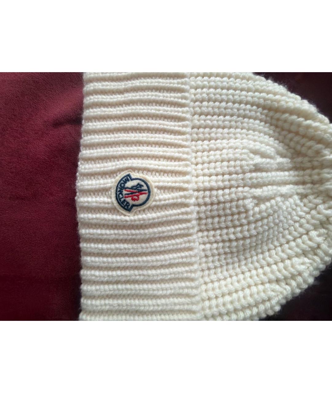 MONCLER Белая шерстяная шапка, фото 3