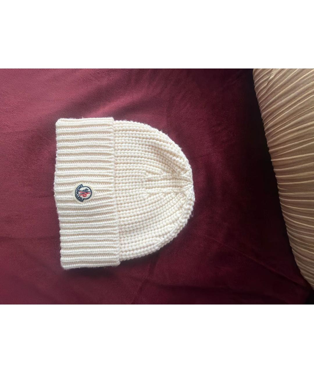 MONCLER Белая шерстяная шапка, фото 7