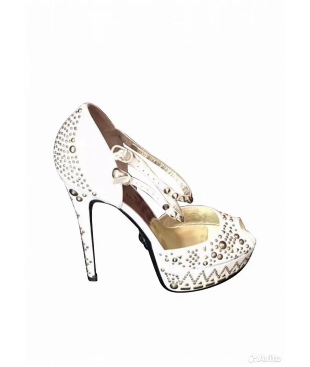 PHILIPP PLEIN Бежевые кожаные босоножки, фото 1