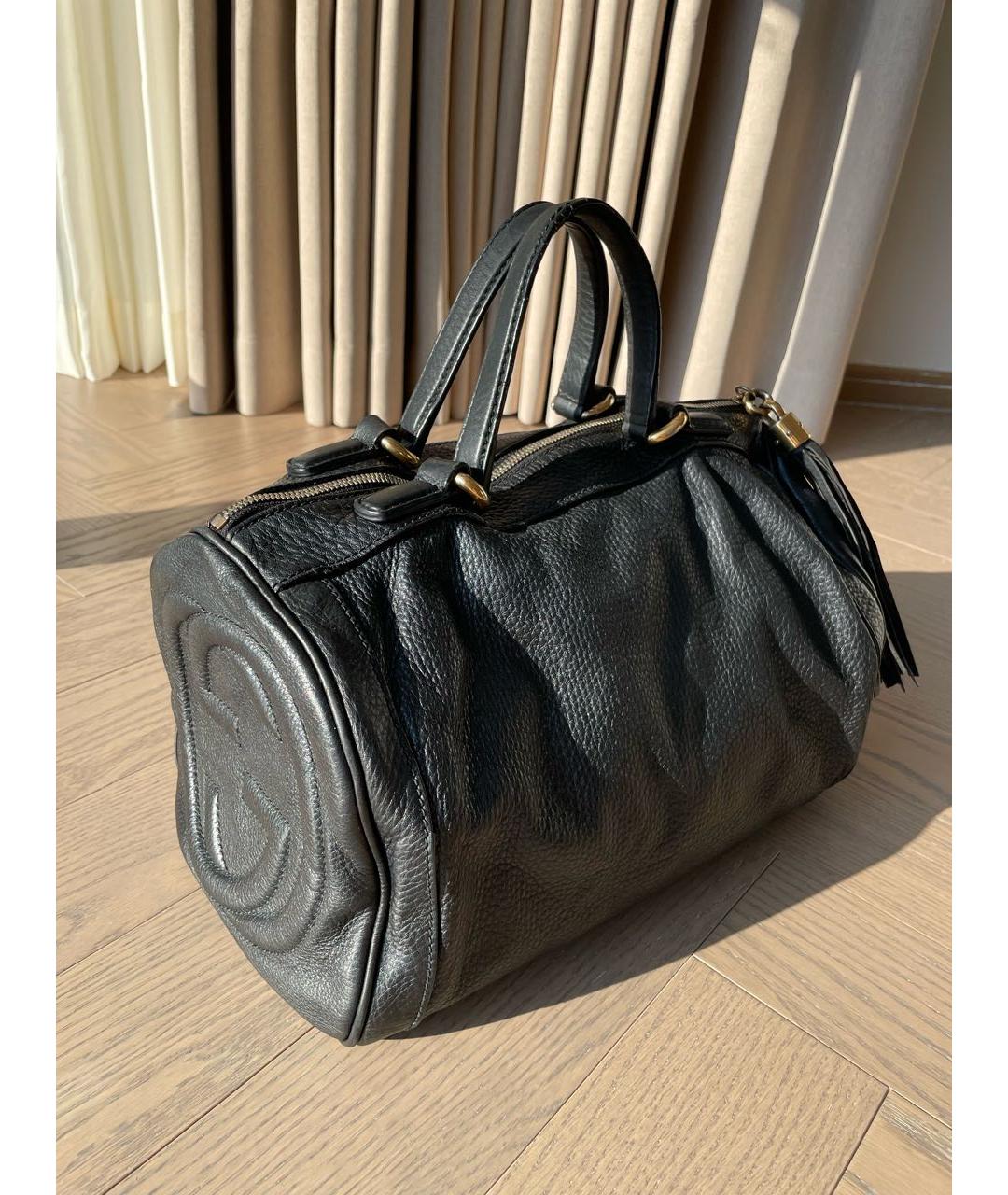 GUCCI Черная кожаная сумка с короткими ручками, фото 2