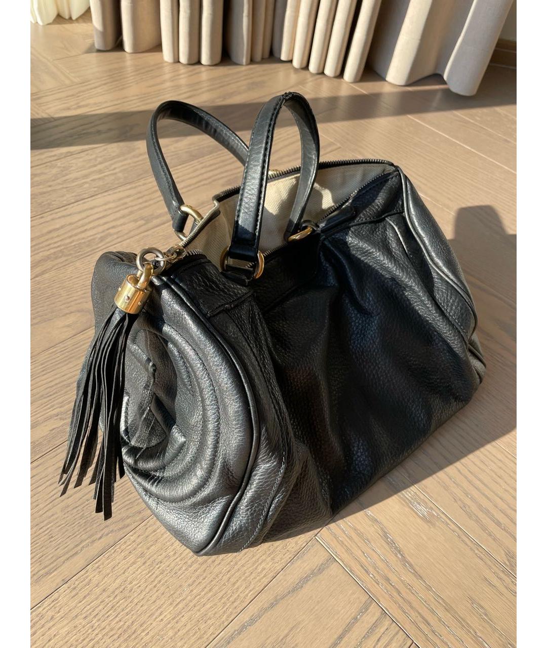 GUCCI Черная кожаная сумка с короткими ручками, фото 7