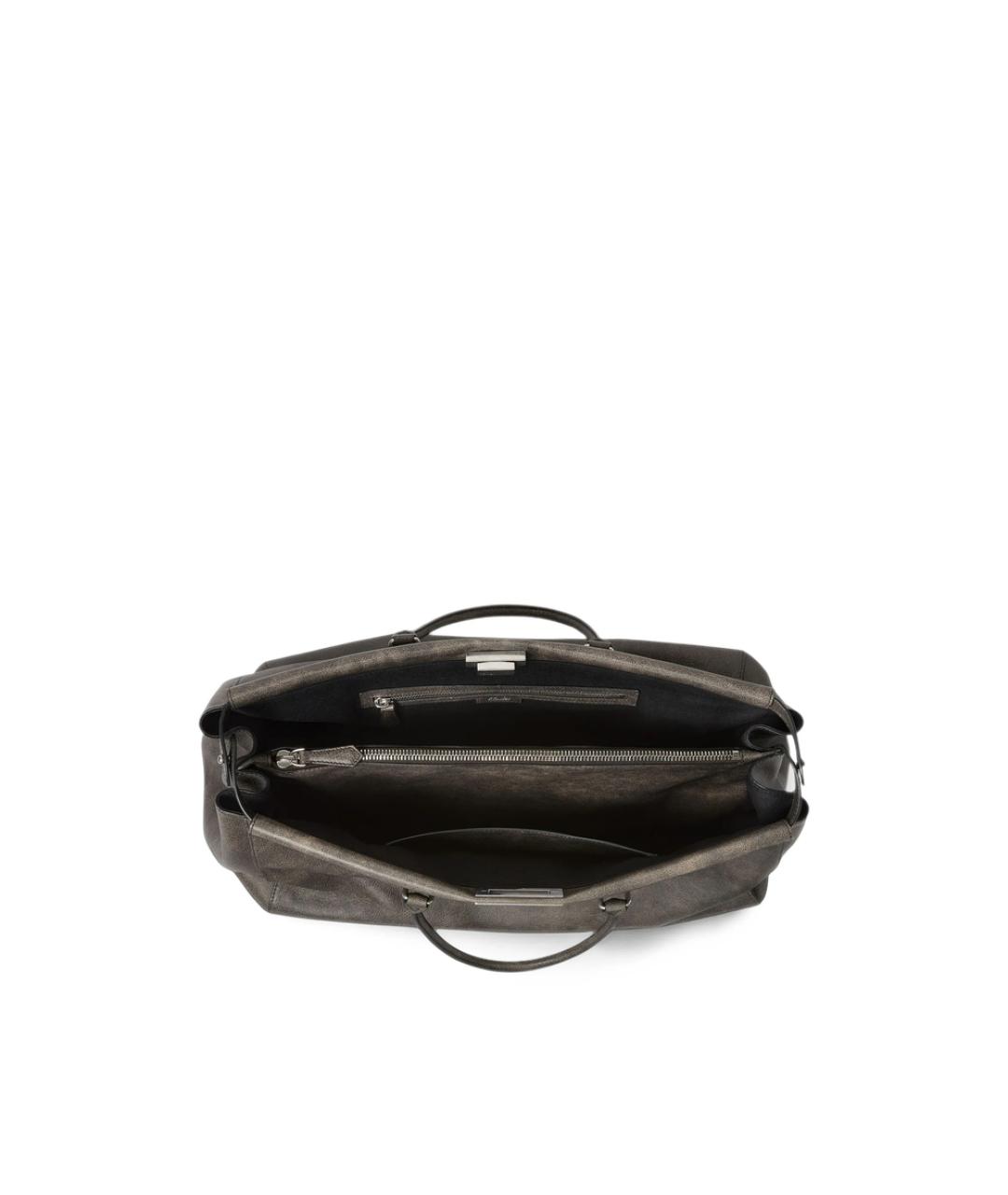 FENDI Серая кожаная сумка тоут, фото 5