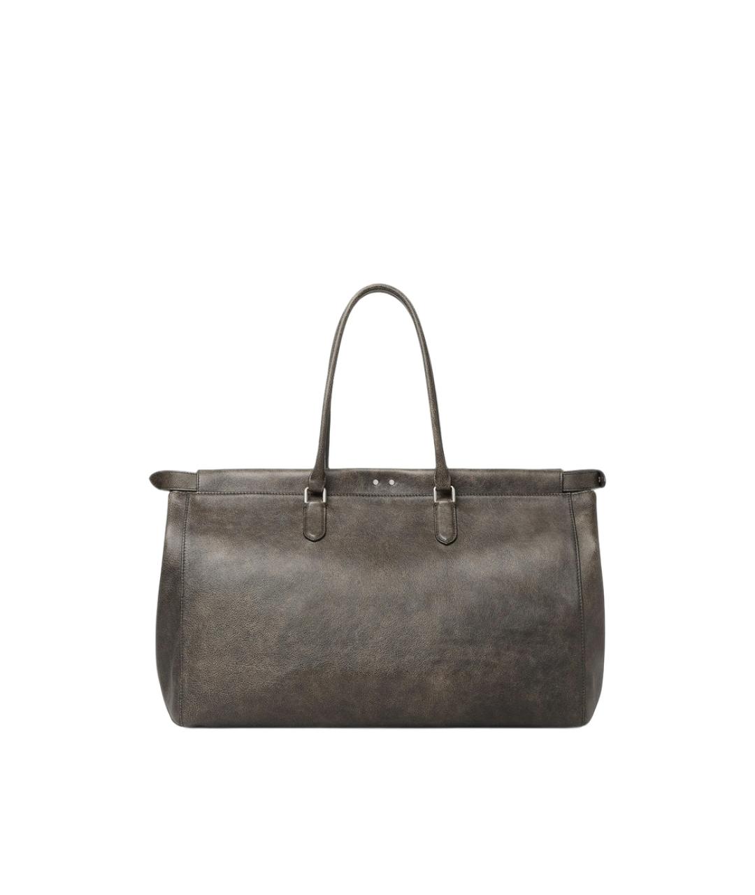 FENDI Серая кожаная сумка тоут, фото 2