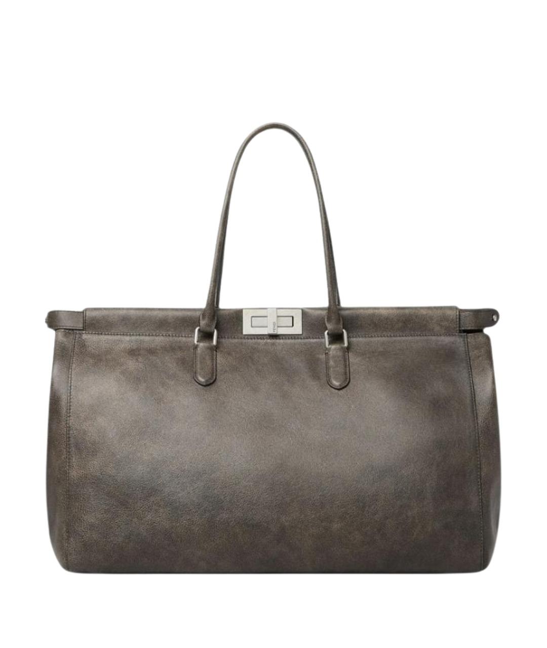 FENDI Серая кожаная сумка тоут, фото 1