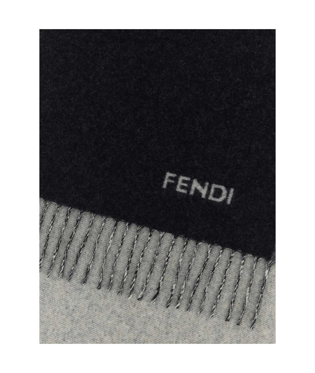 FENDI Черный кашемировый шарф, фото 2
