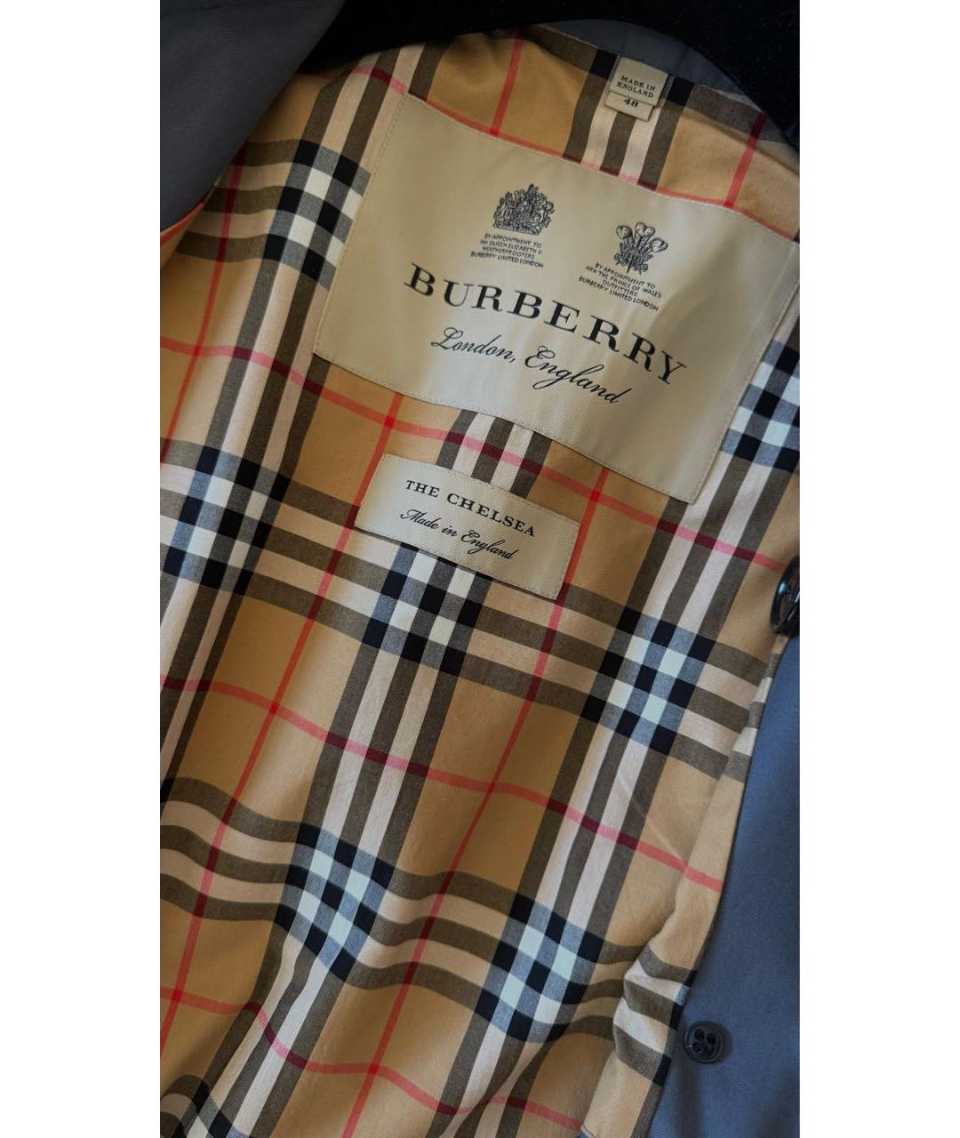 BURBERRY Антрацитовый хлопковый тренч/плащ, фото 3