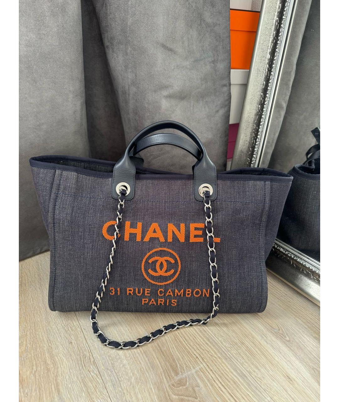 CHANEL Синяя деним сумка тоут, фото 2