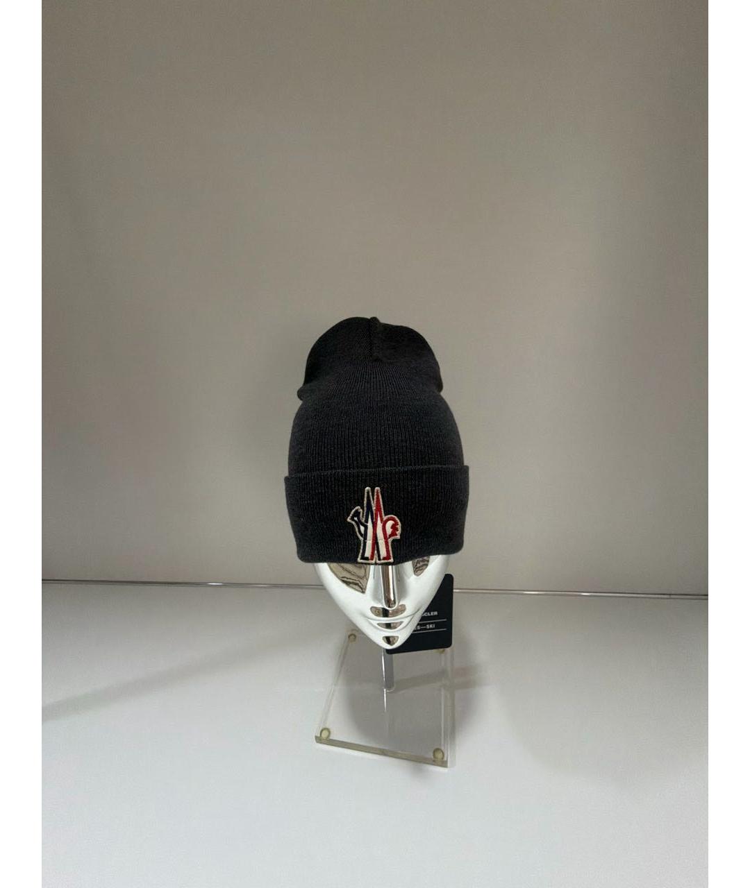 MONCLER Серая шерстяная шапка, фото 5
