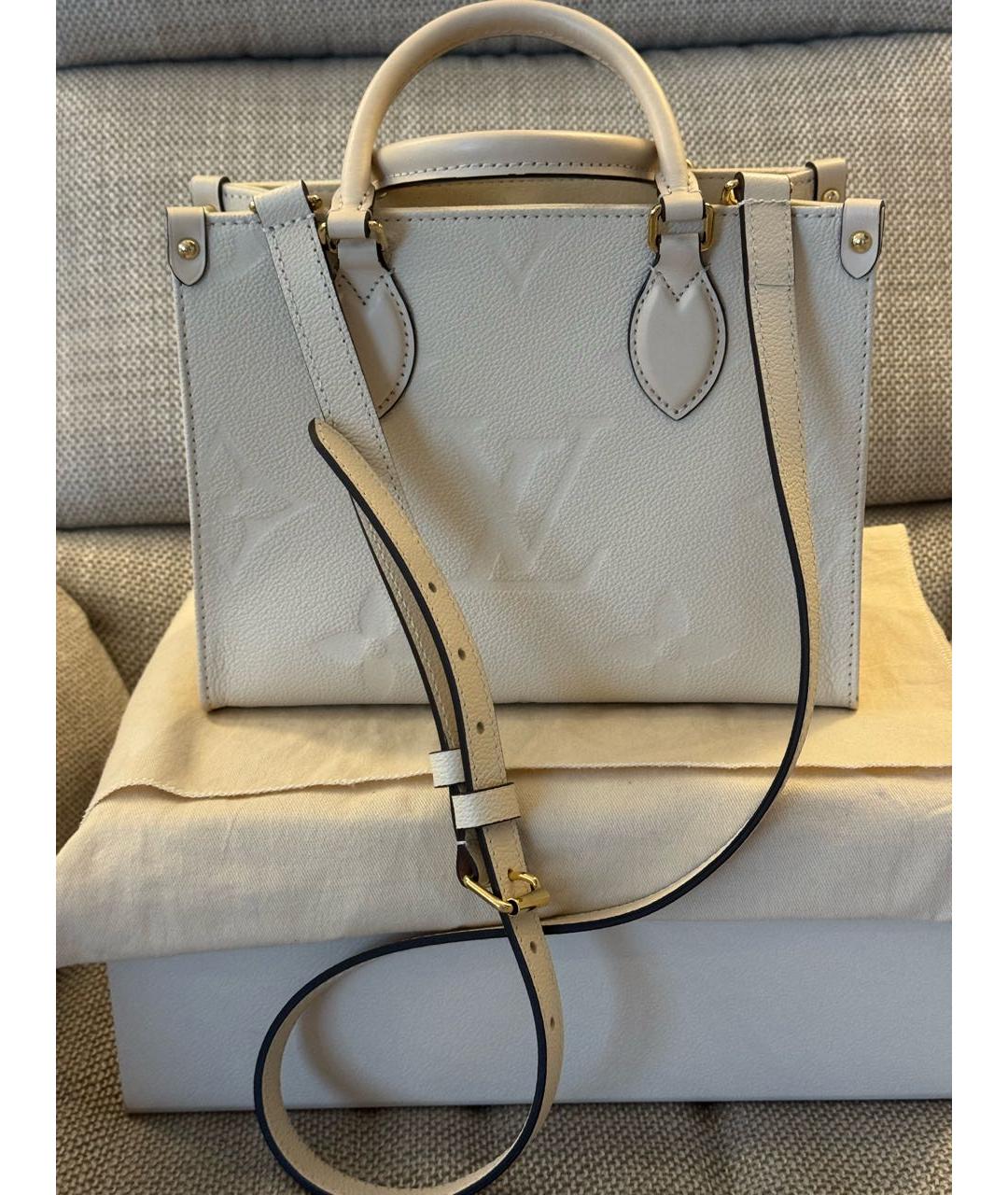 LOUIS VUITTON Бежевая кожаная сумка через плечо, фото 5