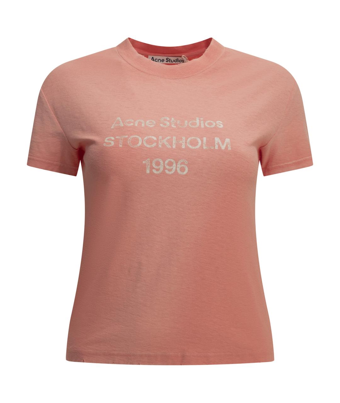 ACNE STUDIOS Розовая хлопковая футболка, фото 1