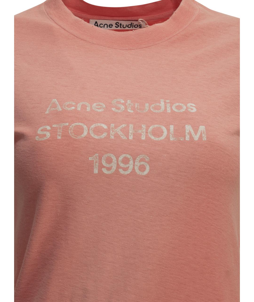 ACNE STUDIOS Розовая хлопковая футболка, фото 3