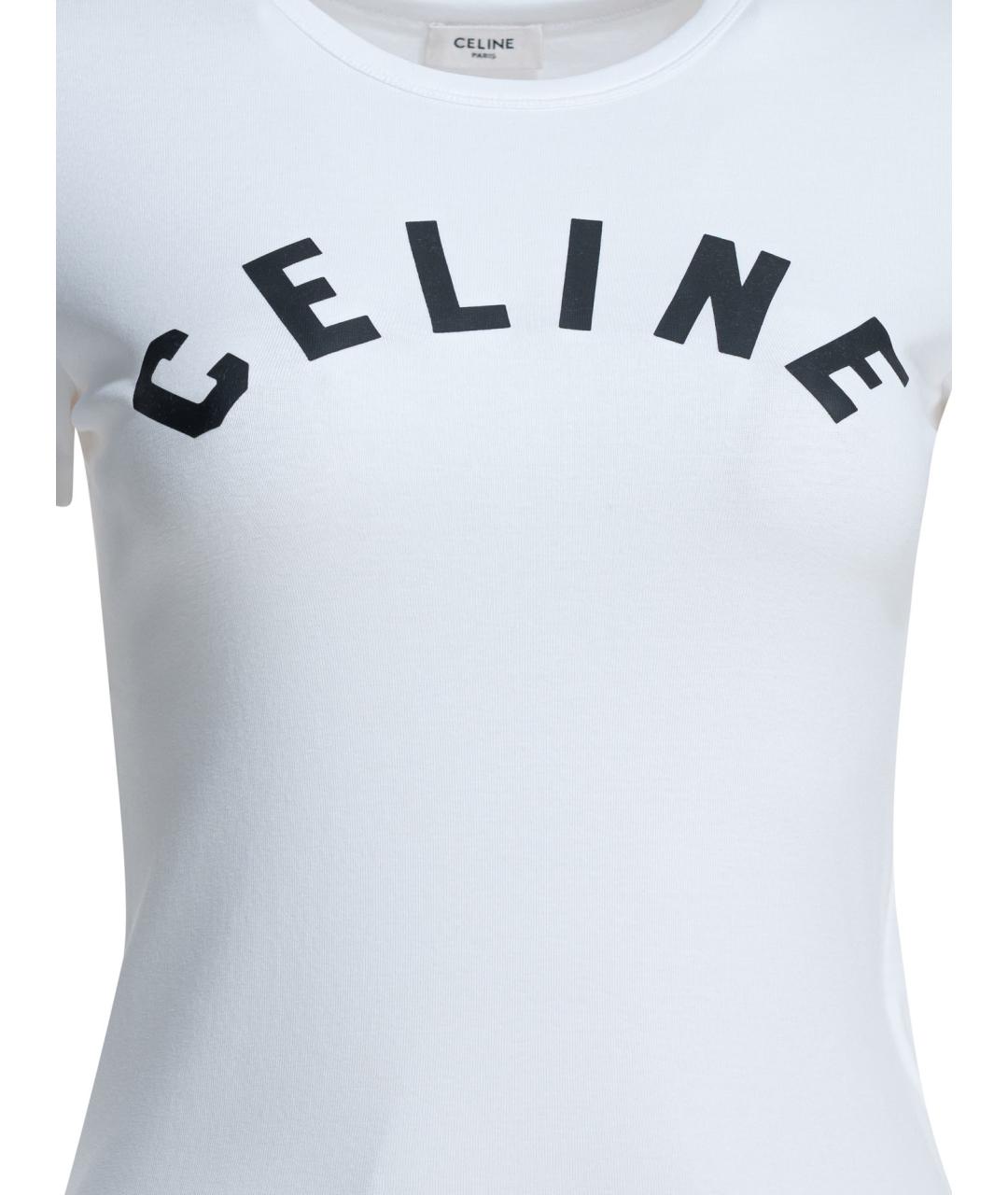 CELINE Белая хлопковая футболка, фото 3