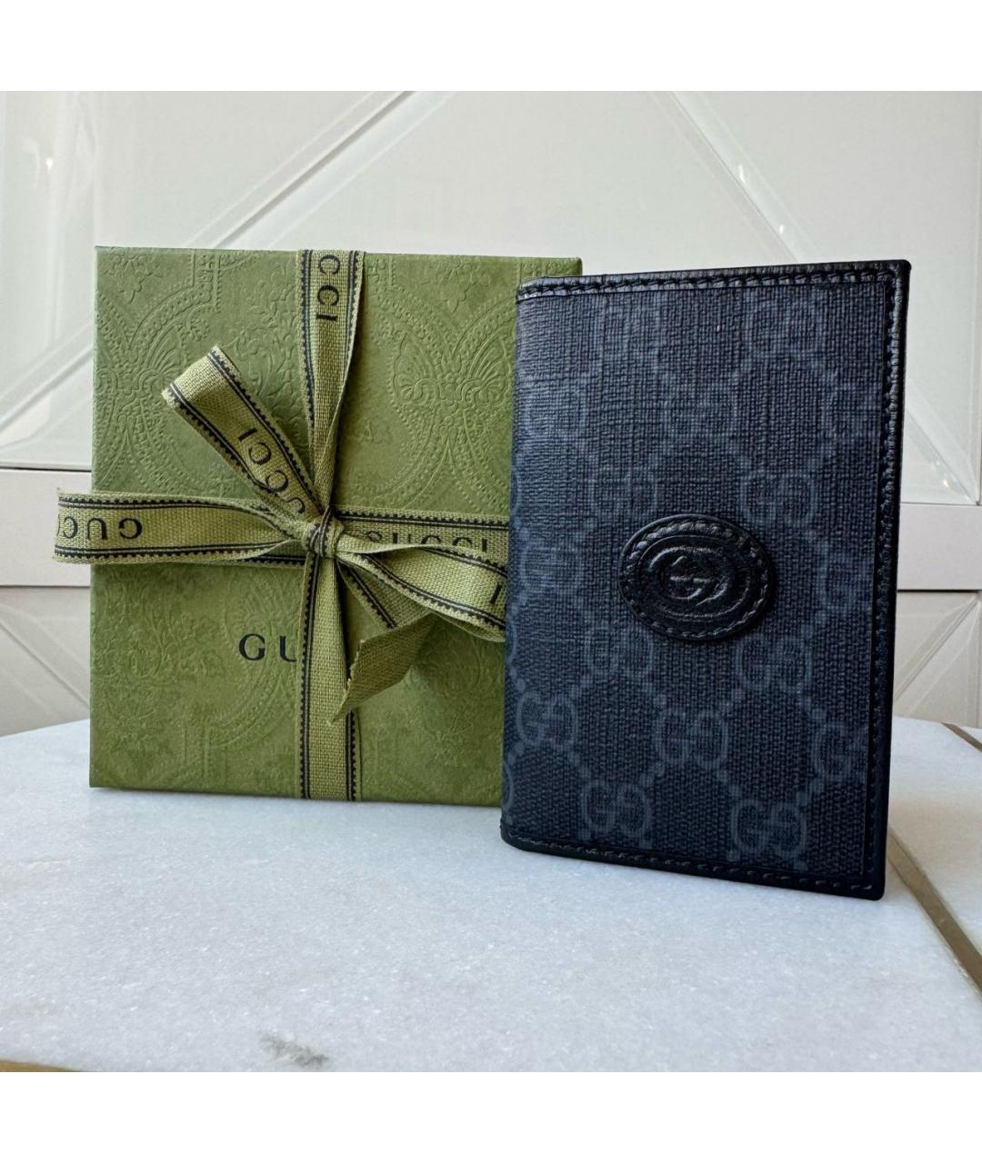GUCCI Антрацитовый кожаный кардхолдер, фото 7