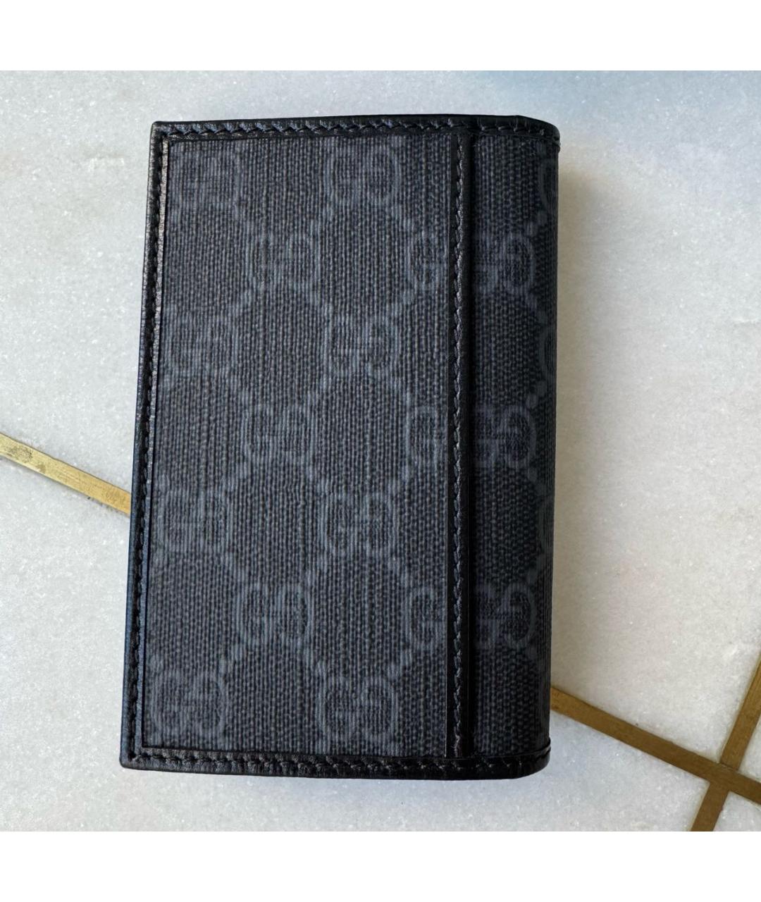 GUCCI Антрацитовый кожаный кардхолдер, фото 2