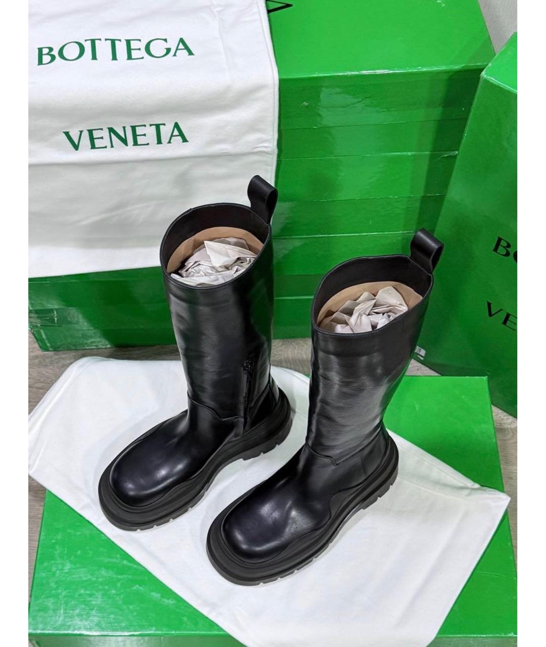 BOTTEGA VENETA Черные кожаные сапоги, фото 3