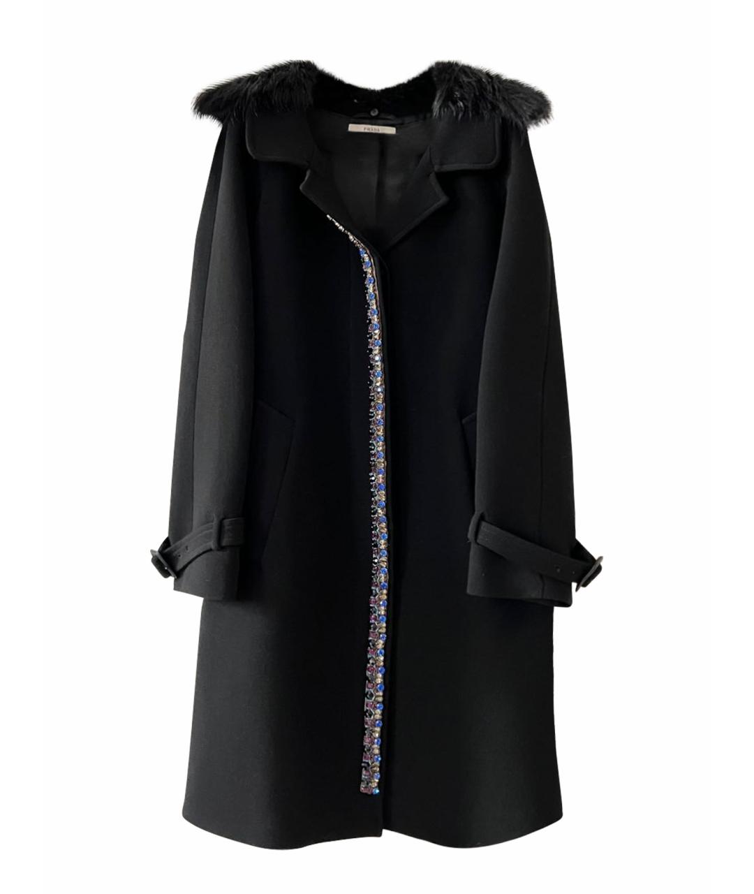 PRADA Черное шерстяное пальто, фото 1