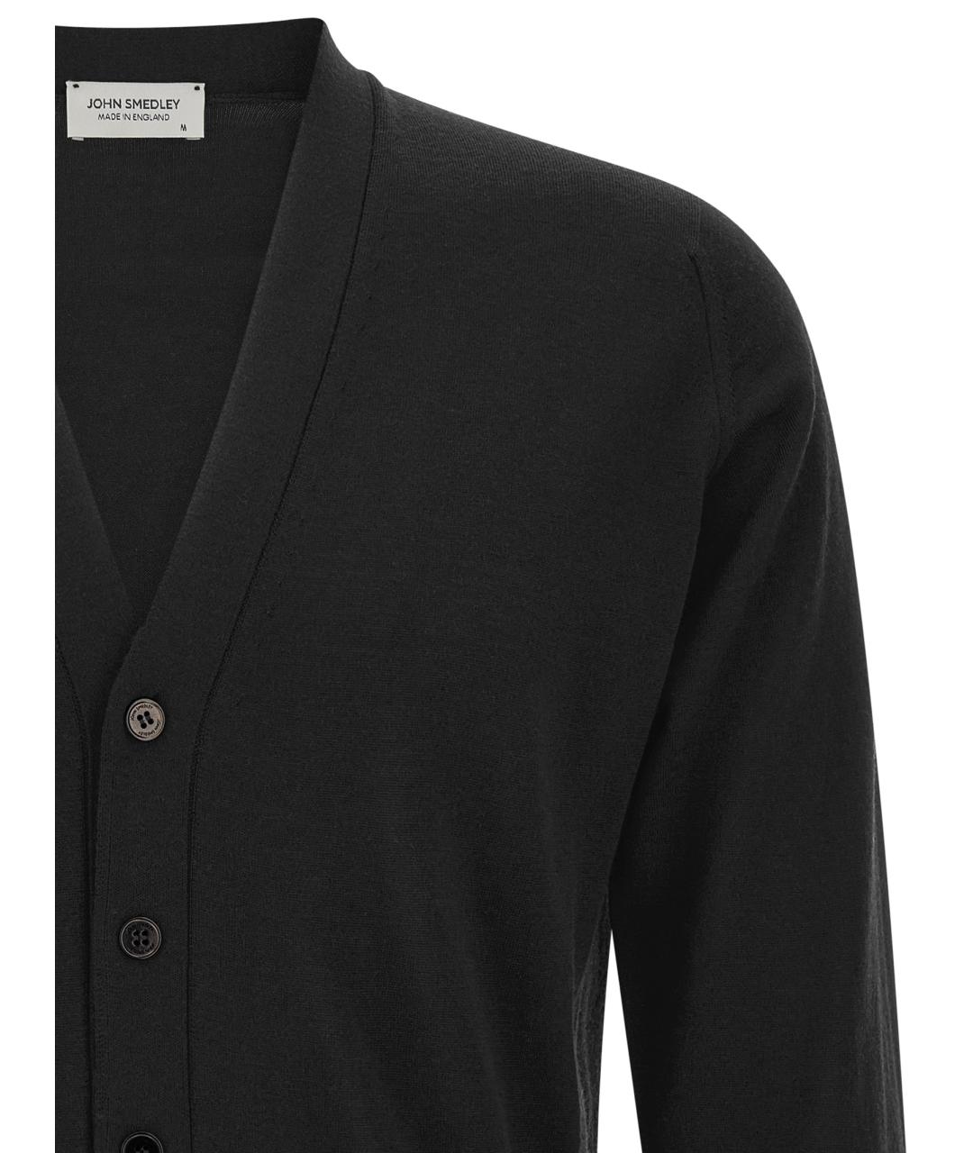 JOHN SMEDLEY Черный шерстяной кардиган, фото 3