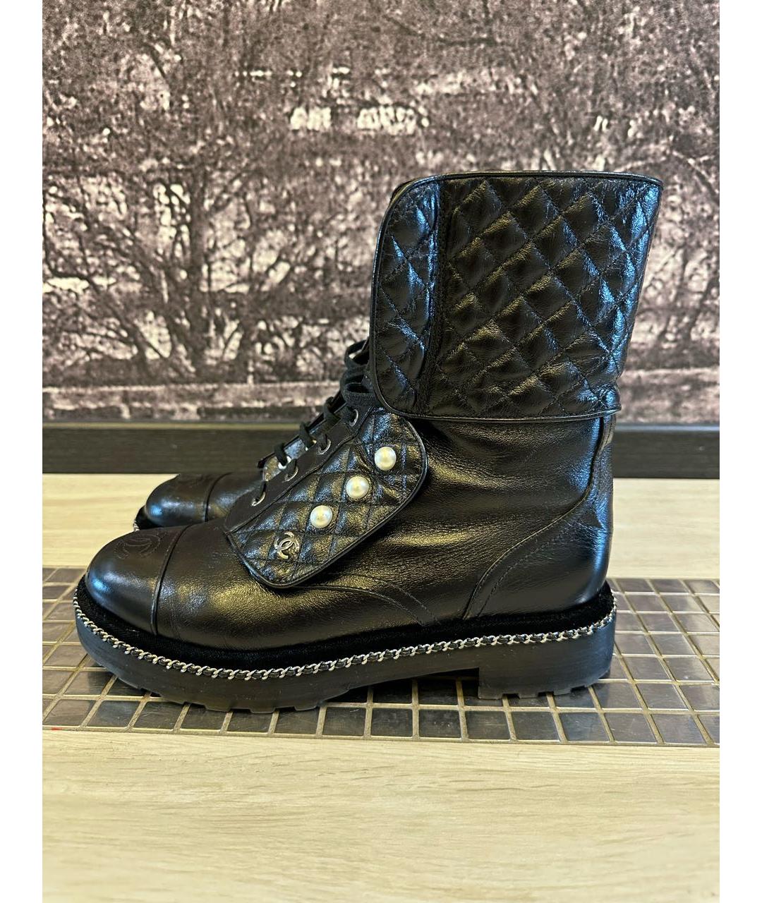 CHANEL Черные кожаные ботинки, фото 7