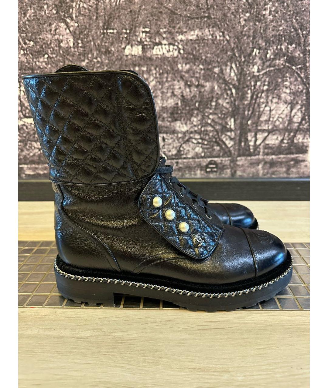 CHANEL Черные кожаные ботинки, фото 9