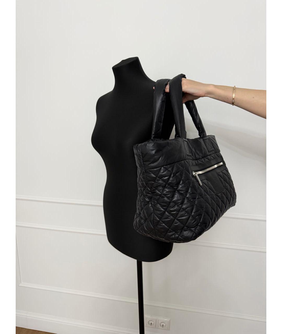 CHANEL Черная тканевая сумка тоут, фото 8