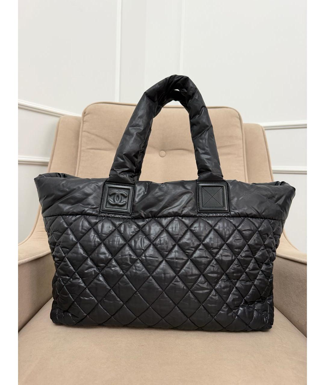CHANEL Черная тканевая сумка тоут, фото 3