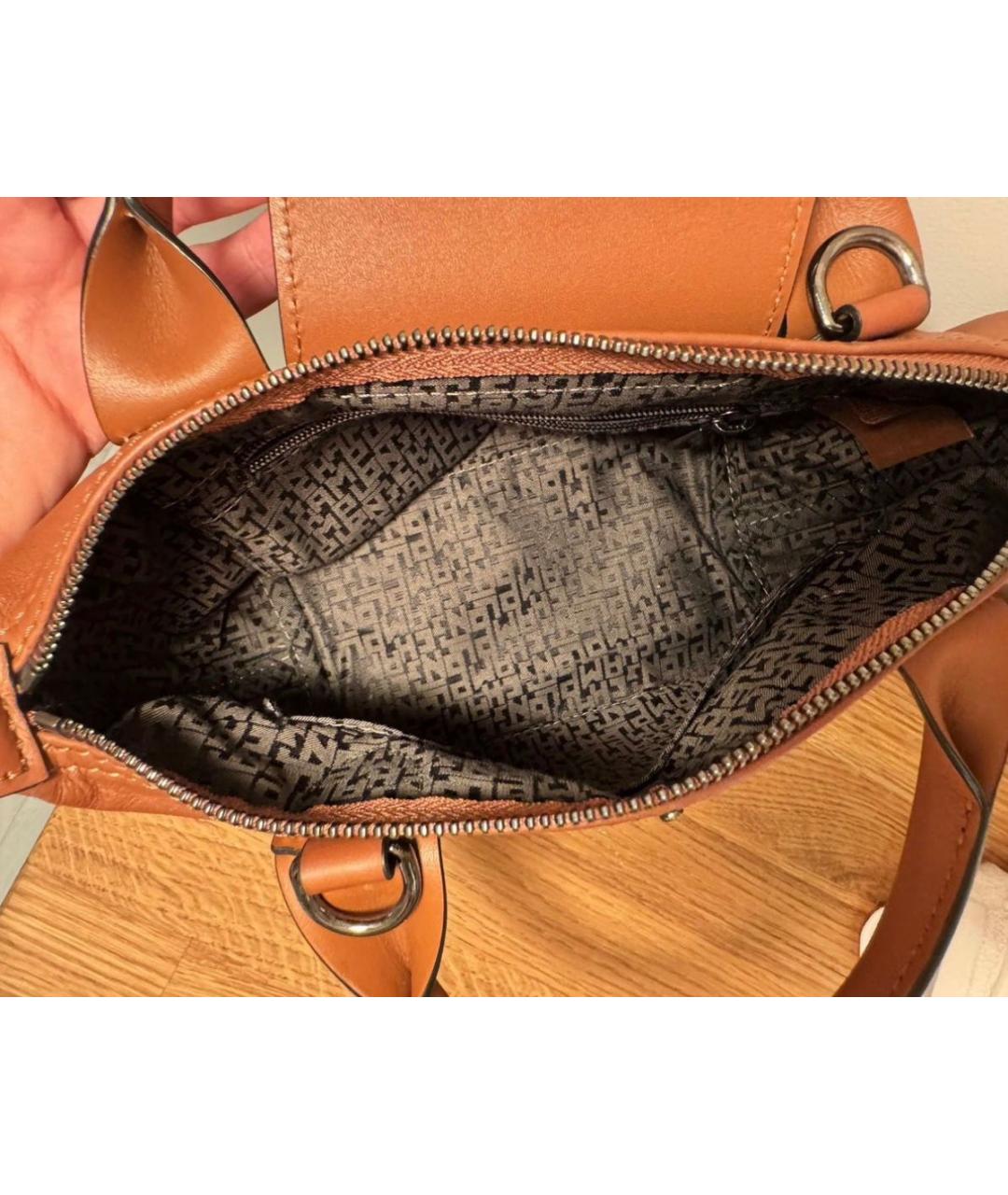 LONGCHAMP Коричневая кожаная сумка с короткими ручками, фото 4