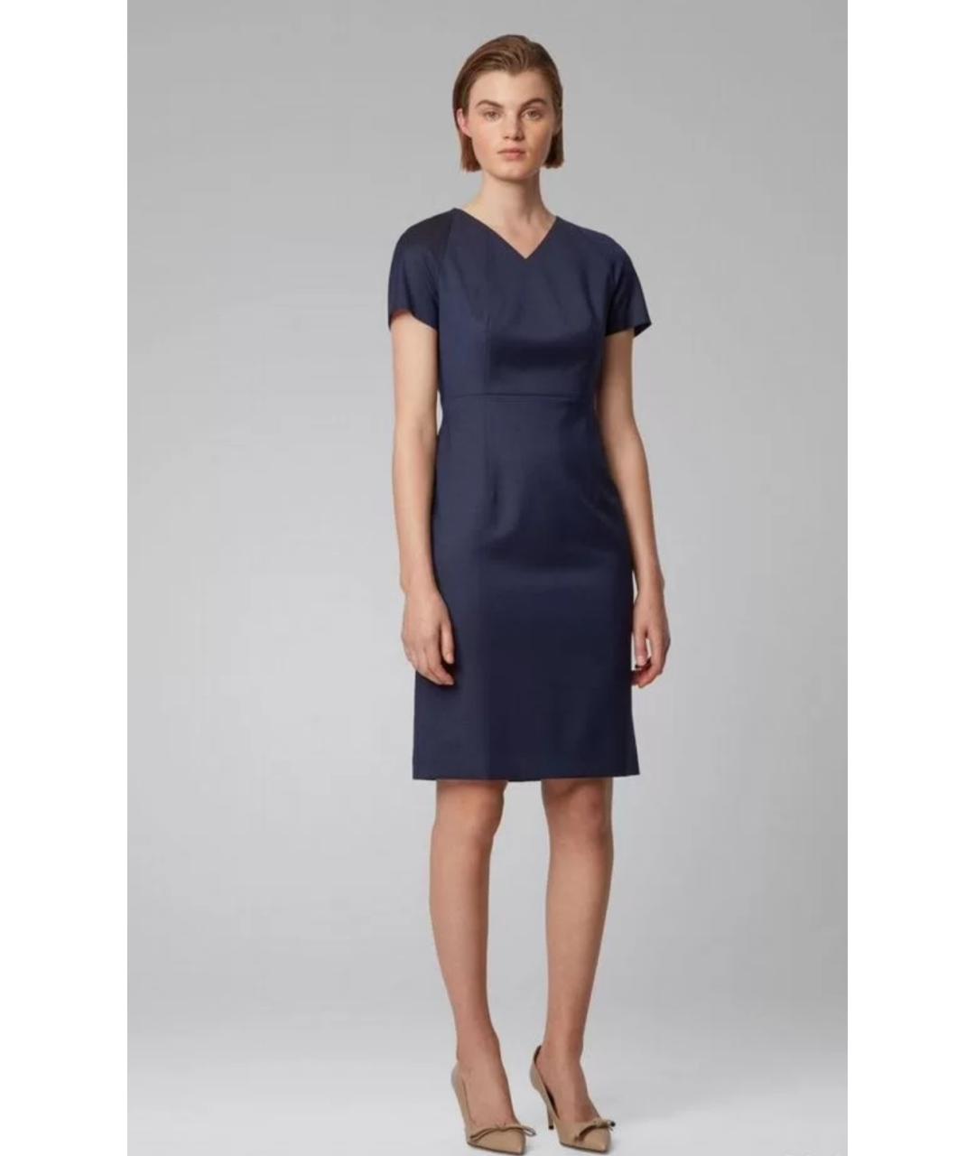 HUGO BOSS Темно-синее шерстяное повседневное платье, фото 10