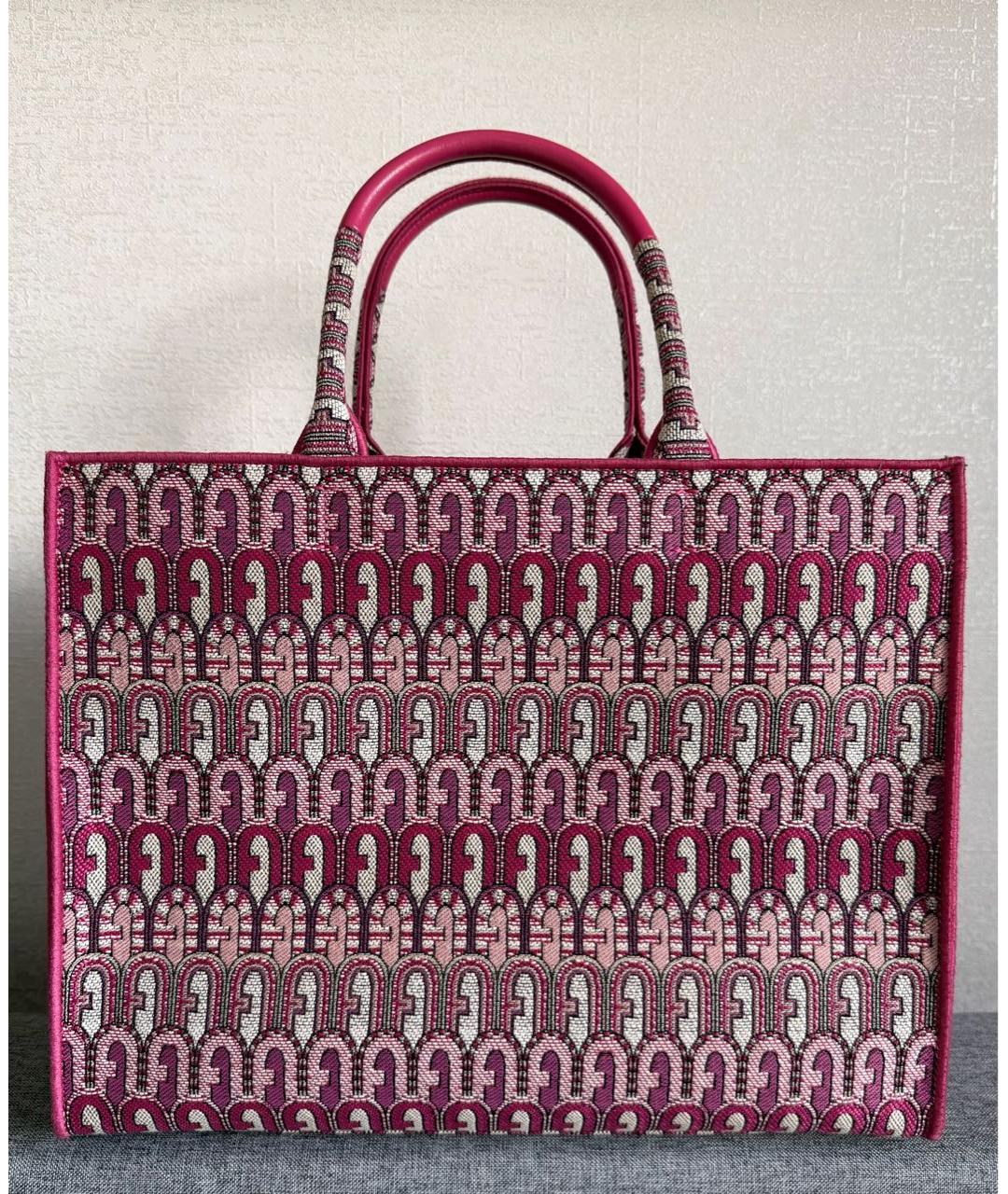 FURLA Розовая жаккардовая сумка тоут, фото 9