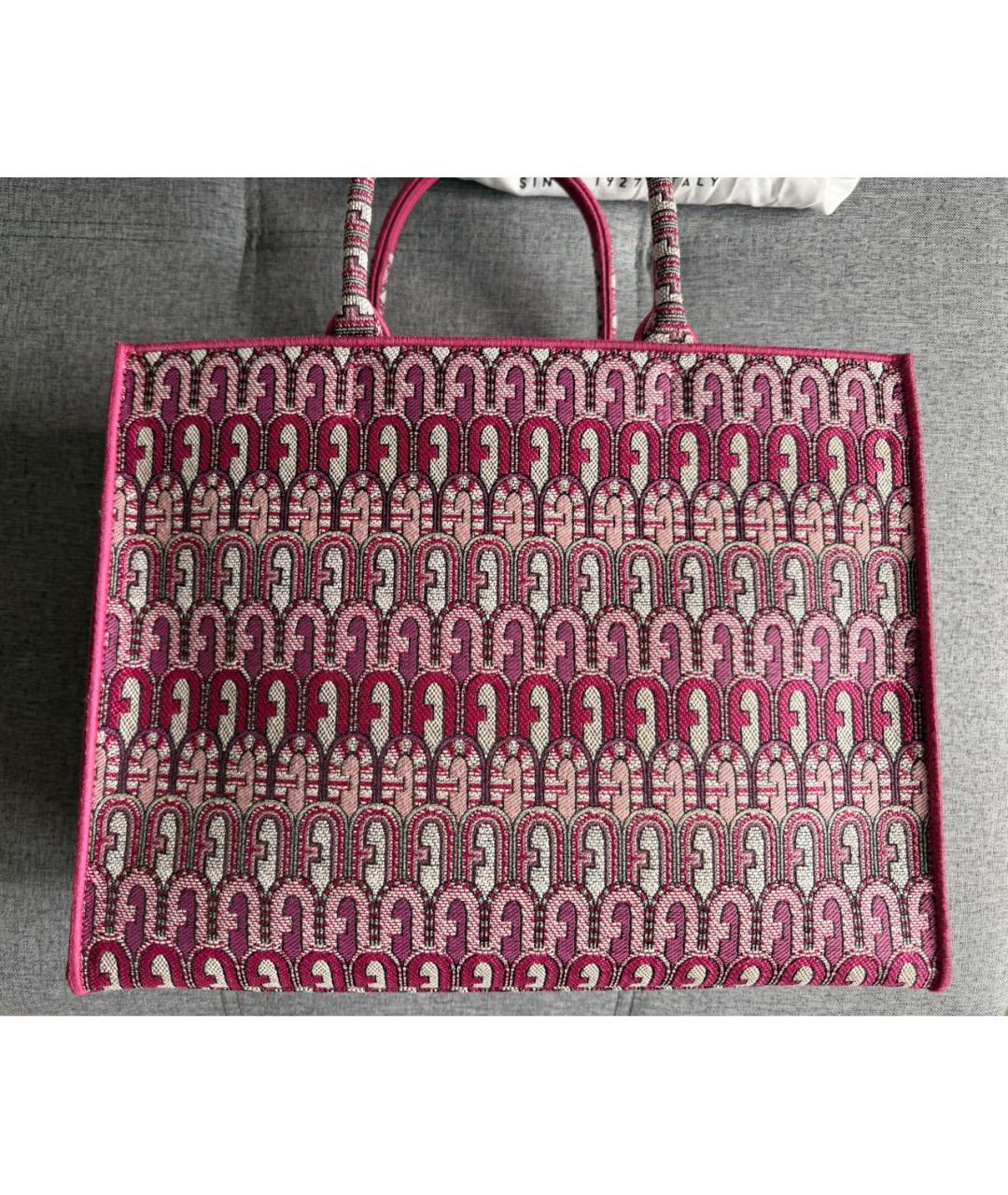 FURLA Розовая жаккардовая сумка тоут, фото 3