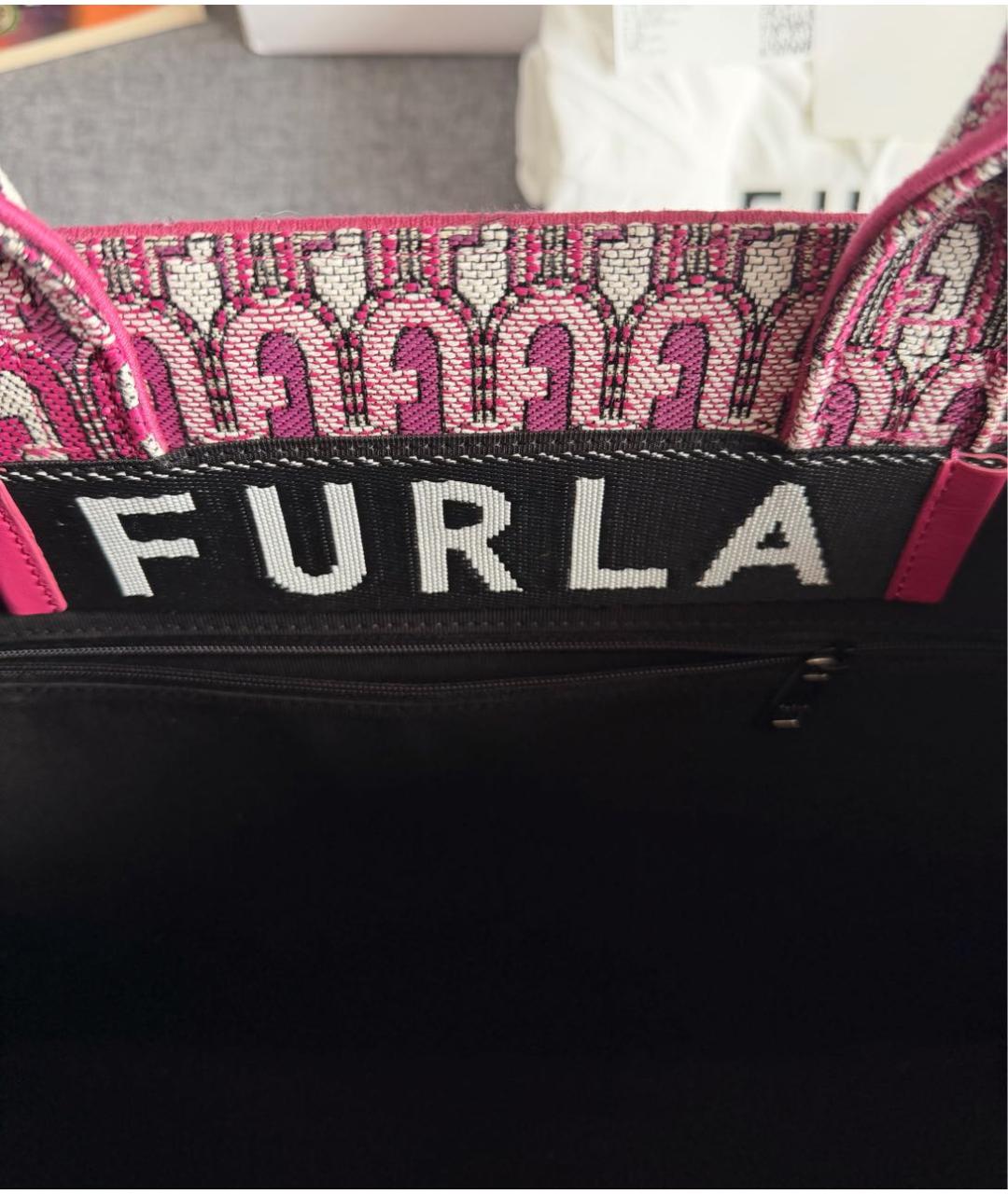 FURLA Розовая жаккардовая сумка тоут, фото 7