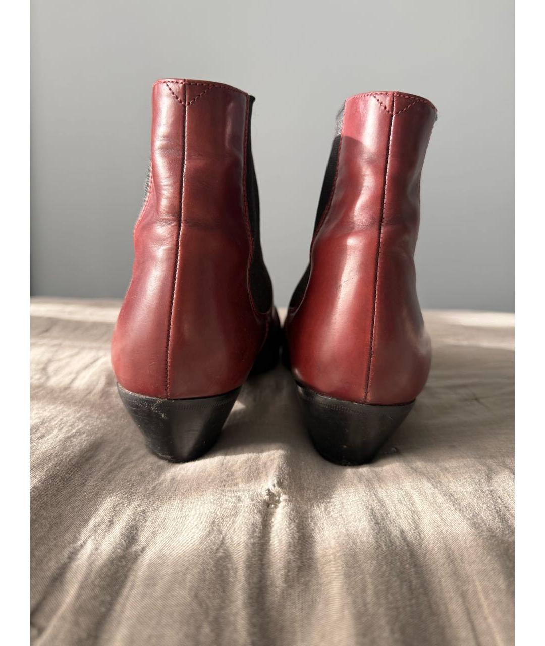 CELINE Бордовые кожаные ботильоны, фото 4