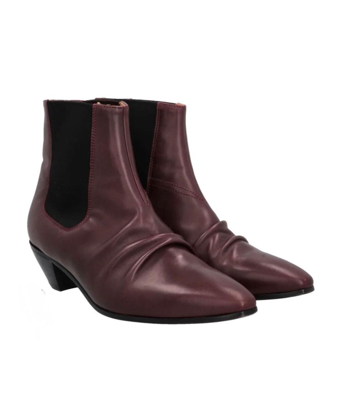 CELINE Бордовые кожаные ботильоны, фото 7