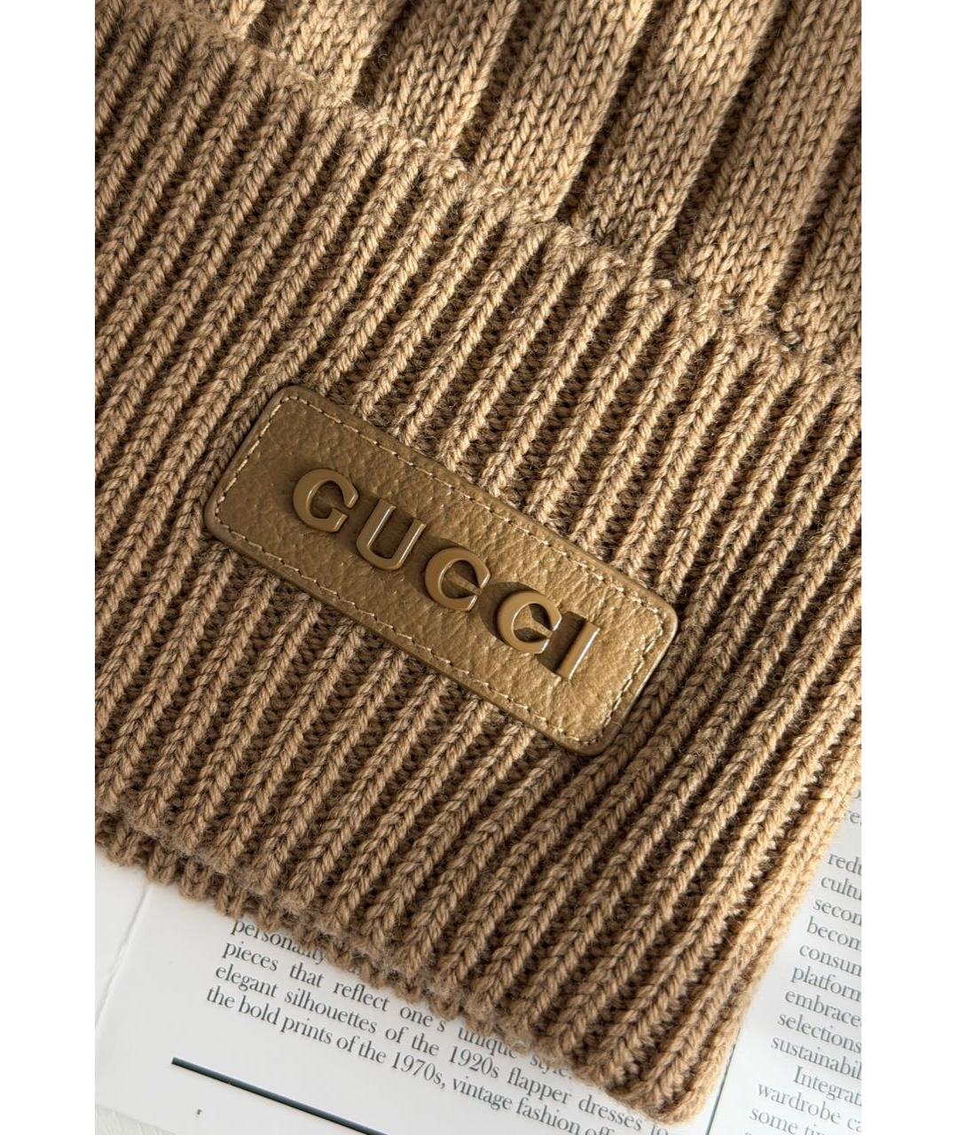 GUCCI Коричневая шерстяная шапка, фото 4