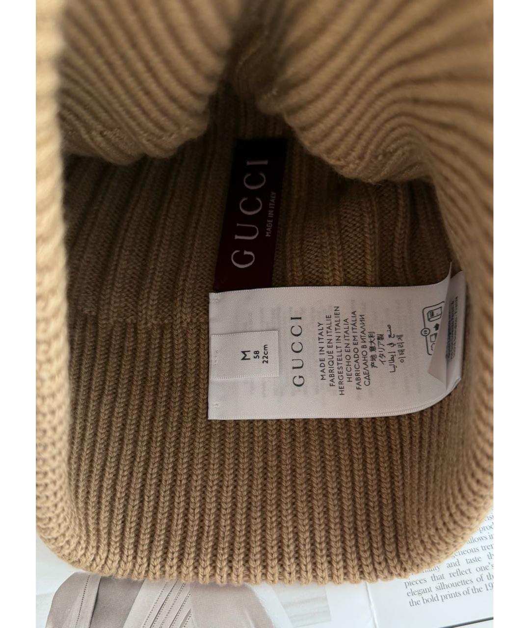 GUCCI Коричневая шерстяная шапка, фото 6