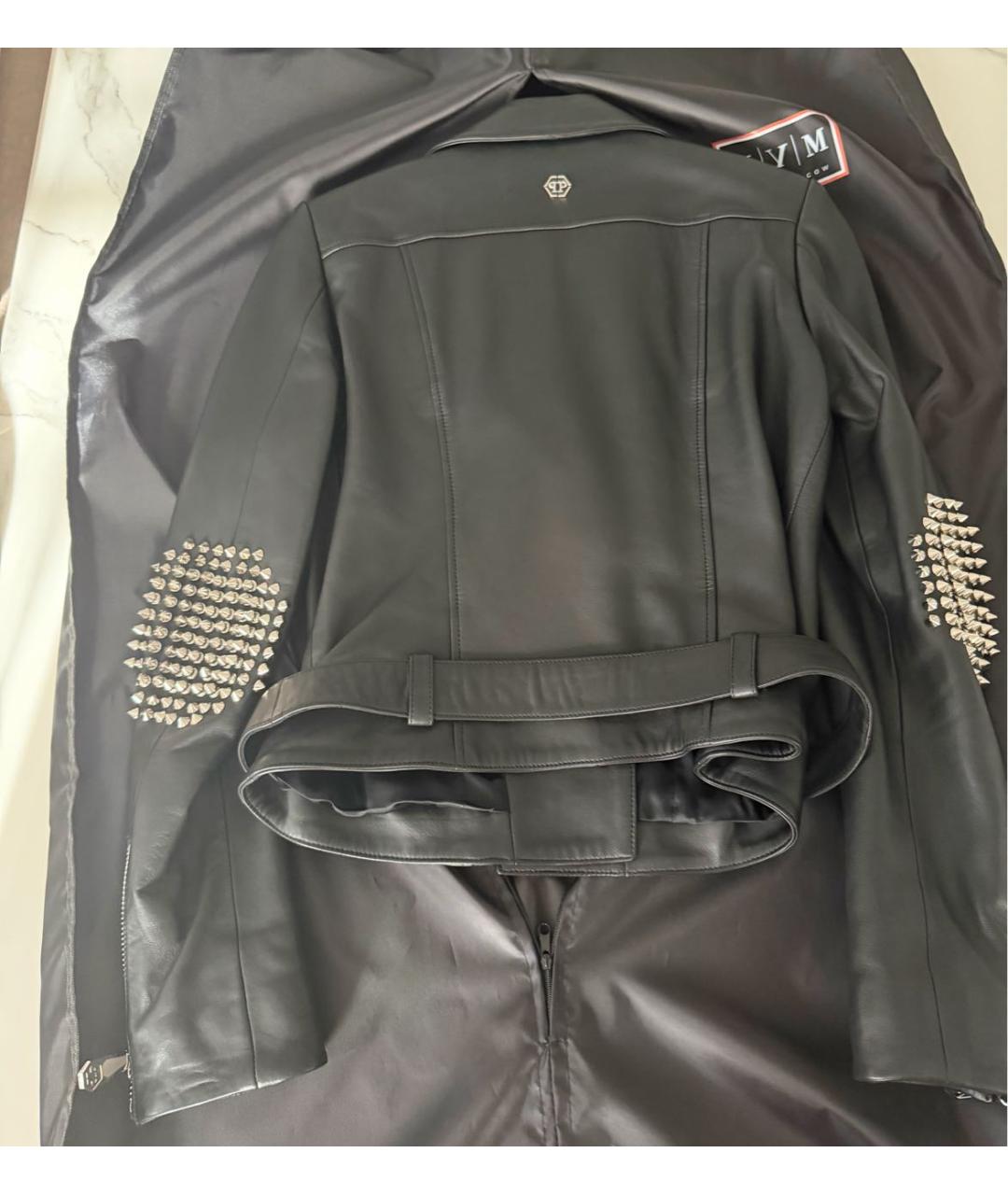 PHILIPP PLEIN Черная кожаная куртка, фото 2