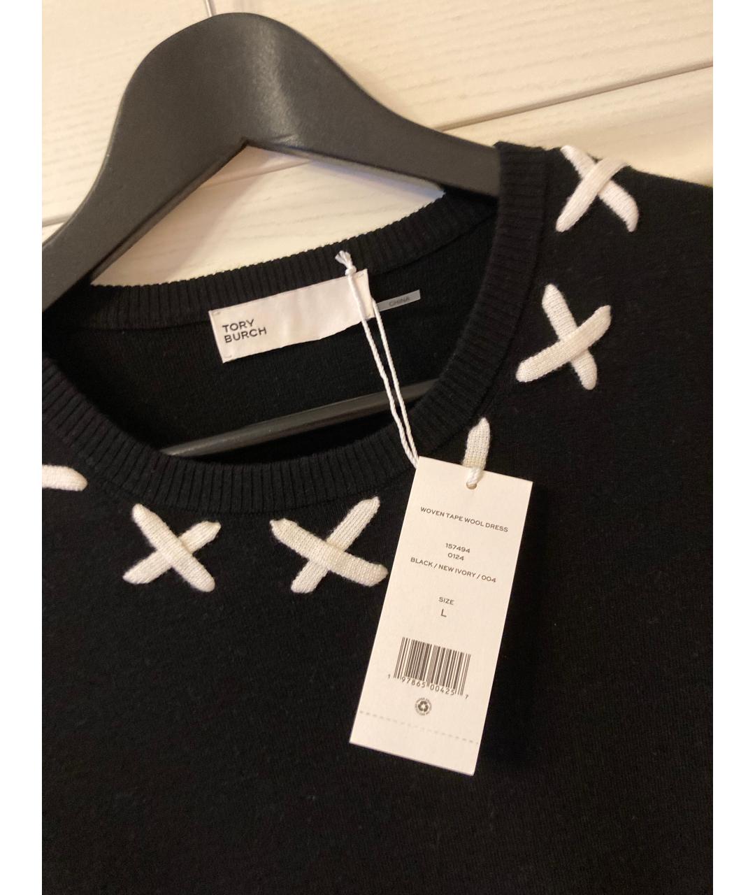 TORY BURCH Черное шерстяное повседневное платье, фото 2