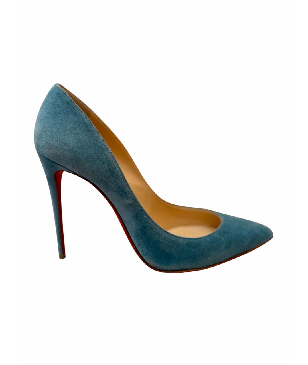 CHRISTIAN LOUBOUTIN Голубые замшевые туфли, фото 1