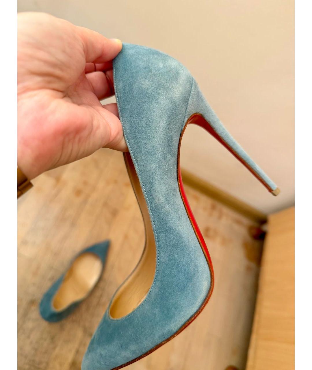 CHRISTIAN LOUBOUTIN Голубые замшевые туфли, фото 6